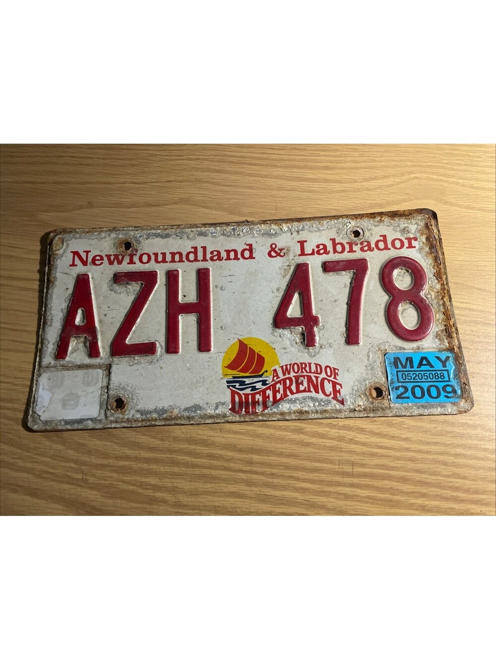 Newfoundland License Plate Labrador 2009 World Of Difference AZH 478